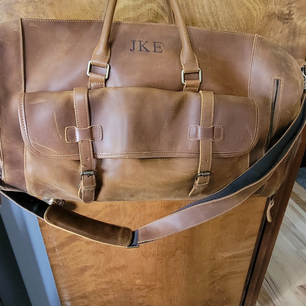 Brown Leather Duffel Bag